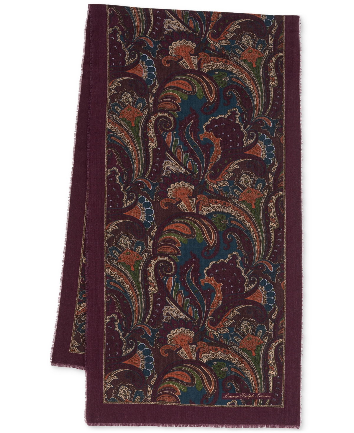 Ralph Lauren Oversized Paisley Oblong Scarf In Brown