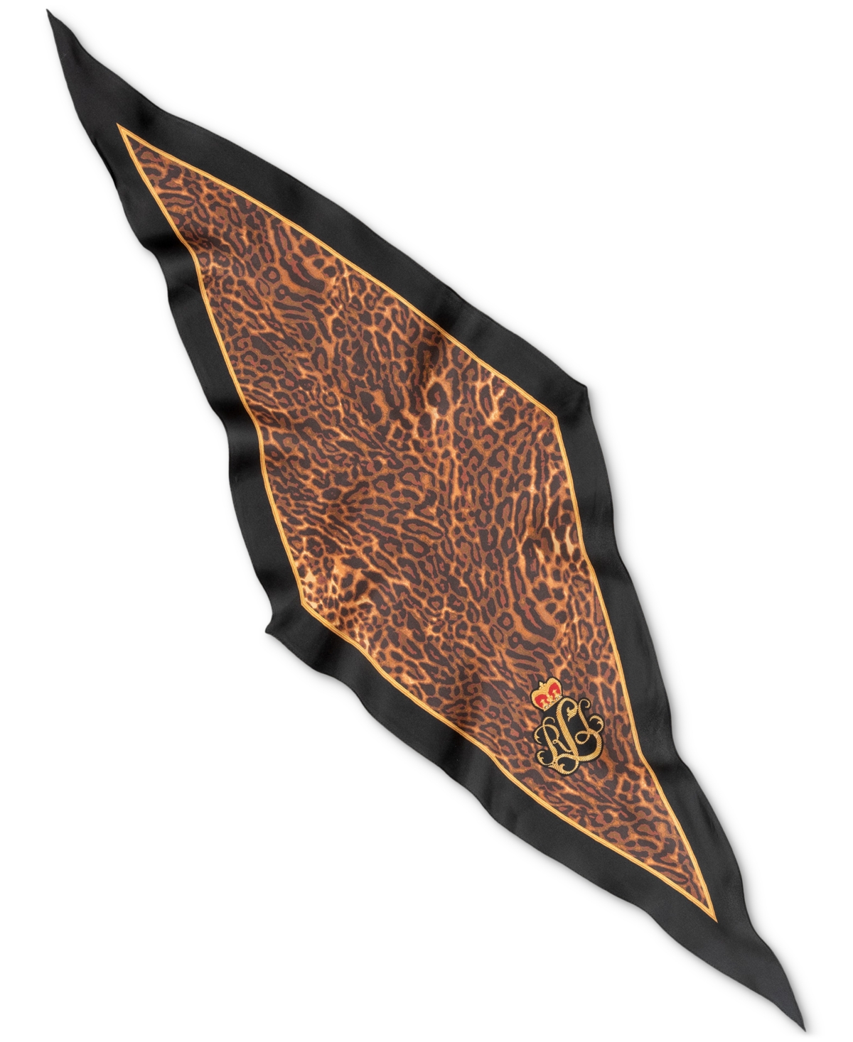 Ralph Lauren Animal-print Small Diamond Silk Scarf In Black