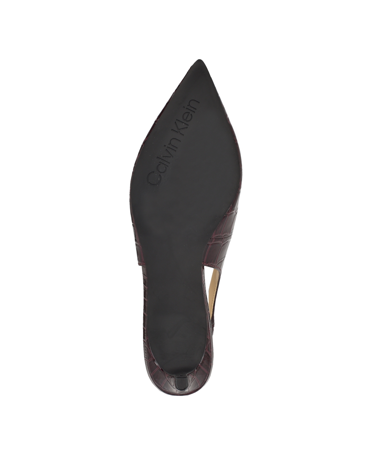 Calvin Klein Dainty Kitten Heel Pointed Toe Slingback Pump In Burgundy