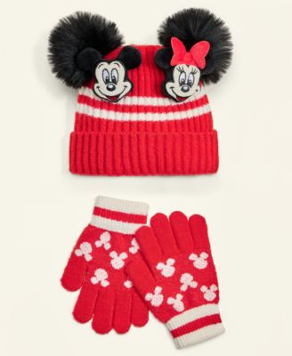 Disney | Macy's - Kids Mickey Mouse & Minnie Mouse Beanie Hat & Gloves Set
