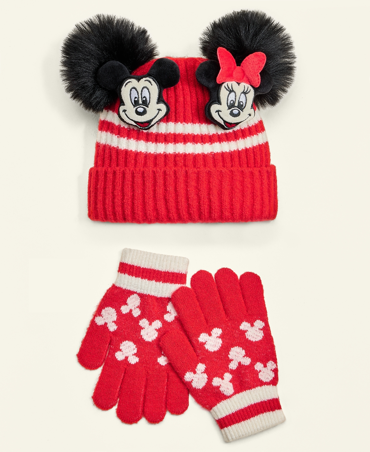 Disney | Macy's Kids Mickey Mouse & Minnie Mouse Beanie Hat & Gloves Set, Macy's Exclusive