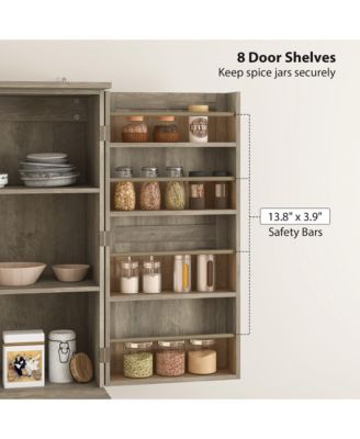 72" Farmhouse Kitchen Pantry Cabinet, Tall Storage Cabinet,