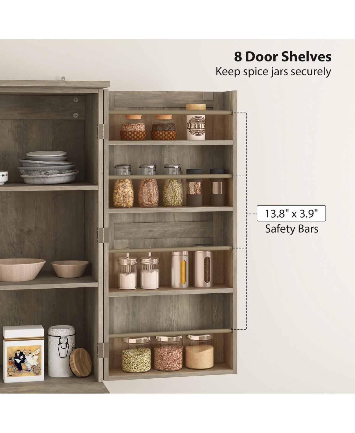 Homcom 72" Farmhouse Kitchen Pantry Cabinet, Tall Storage Cabinet,