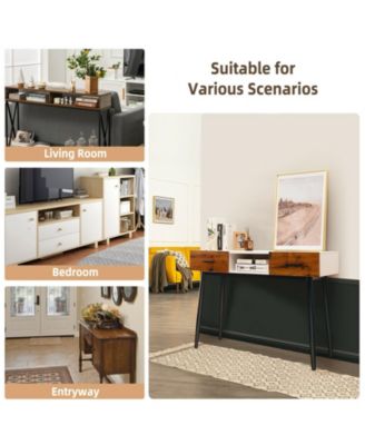 42 Inch Industrial Console Table with 2 Drawers for Entryway Hallway