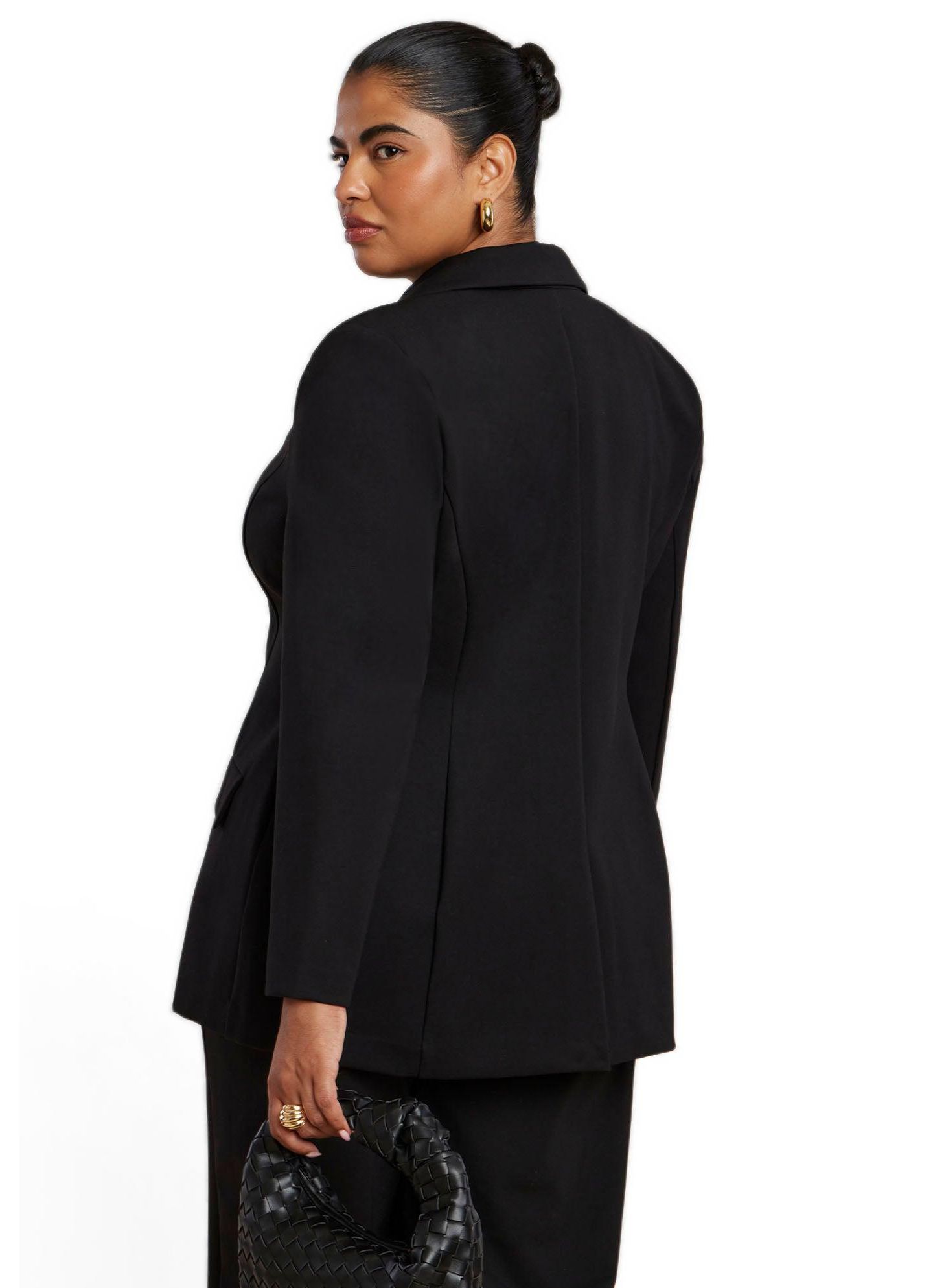 Женский пиджак ELOQUII The Ultimate Nipped Waist Blazer, цвет: Чёрный оникс — фото 3