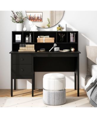 Home Office Workstation Laptop Table with Hutch and Drawers