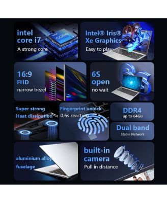 15.6"Gaming Laptop i7 1195G7,32GB 1TB SSD FHD 1920  1080 Display, Fingerprint Unlock Backlit Keyboard RJ45 HDMI 180 Angle Opening Gamer Laptops