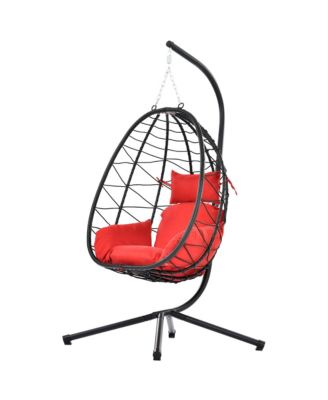 Egg Chair with Stand Indoor Outdoor Swing Chair Patio Wicker Hanging Egg Chair Hanging Basket Chair Hammock Chair with Stand for Bedroom Living Room Balcony