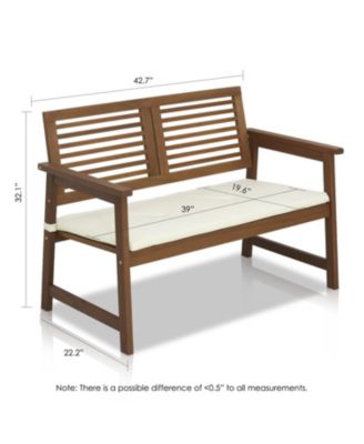 Outdoor Hardwood Bench with Cushion – Teak-Oil Finish, Durable & Comfortable Seating
