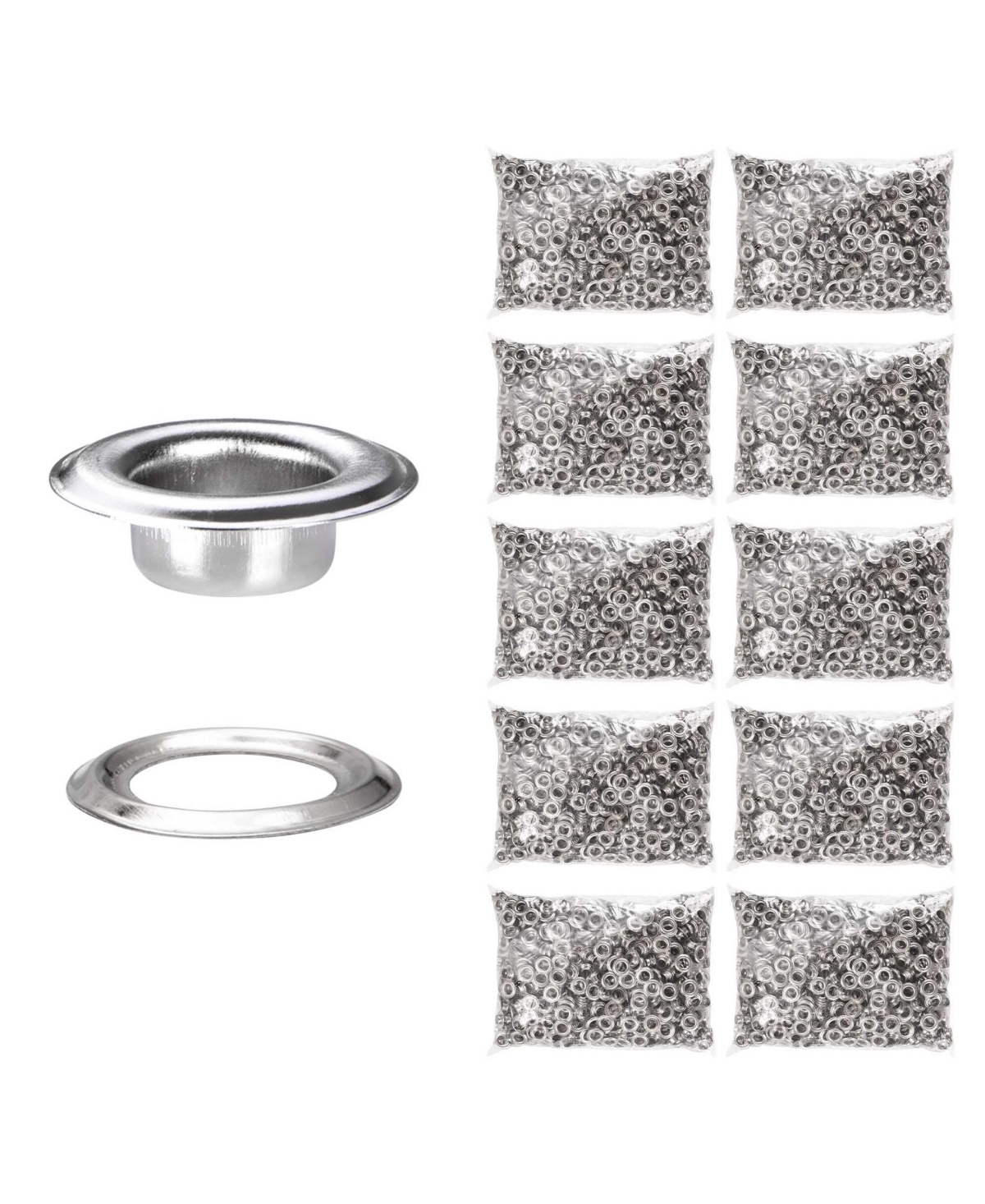 10000 pcs Grommet Kit 3/8 inch (10mm) Size #2 Eyelets and Washers Nickel for Hand Press Tool Leather Tarp - Natrual