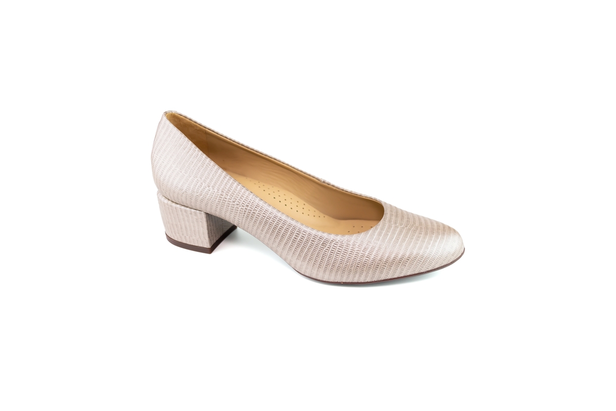 Womens Genuine Leather Broad St 2.0 Pump - Champagne lizard