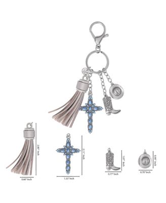 Western Cross & Tassel Charm Keychain