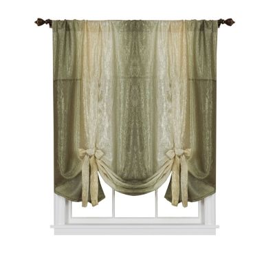 Ombre Crushed Satin Sheer Single Window Curtains & Valances - 50 in. W x 63 in. L Single Tie Up Shade