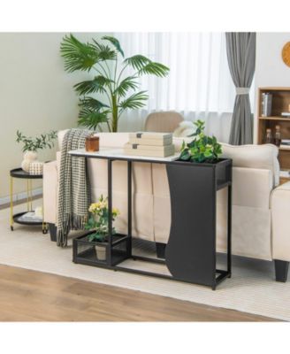 43.5 Inch Console Table with Plant Position and Faux Marble Top