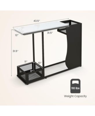 43.5 Inch Console Table with Plant Position and Faux Marble Top
