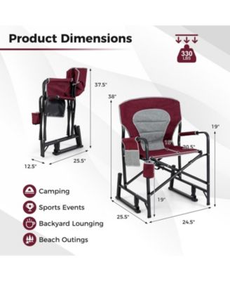 outdoor rocker camping chair with dual springs and padded back