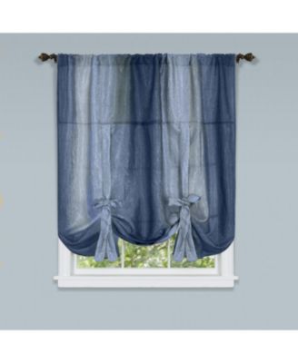 Ombre Crushed Satin Sheer Single Window Curtains & Valances - 50 in. W x 63 in. L Single Tie Up Shade