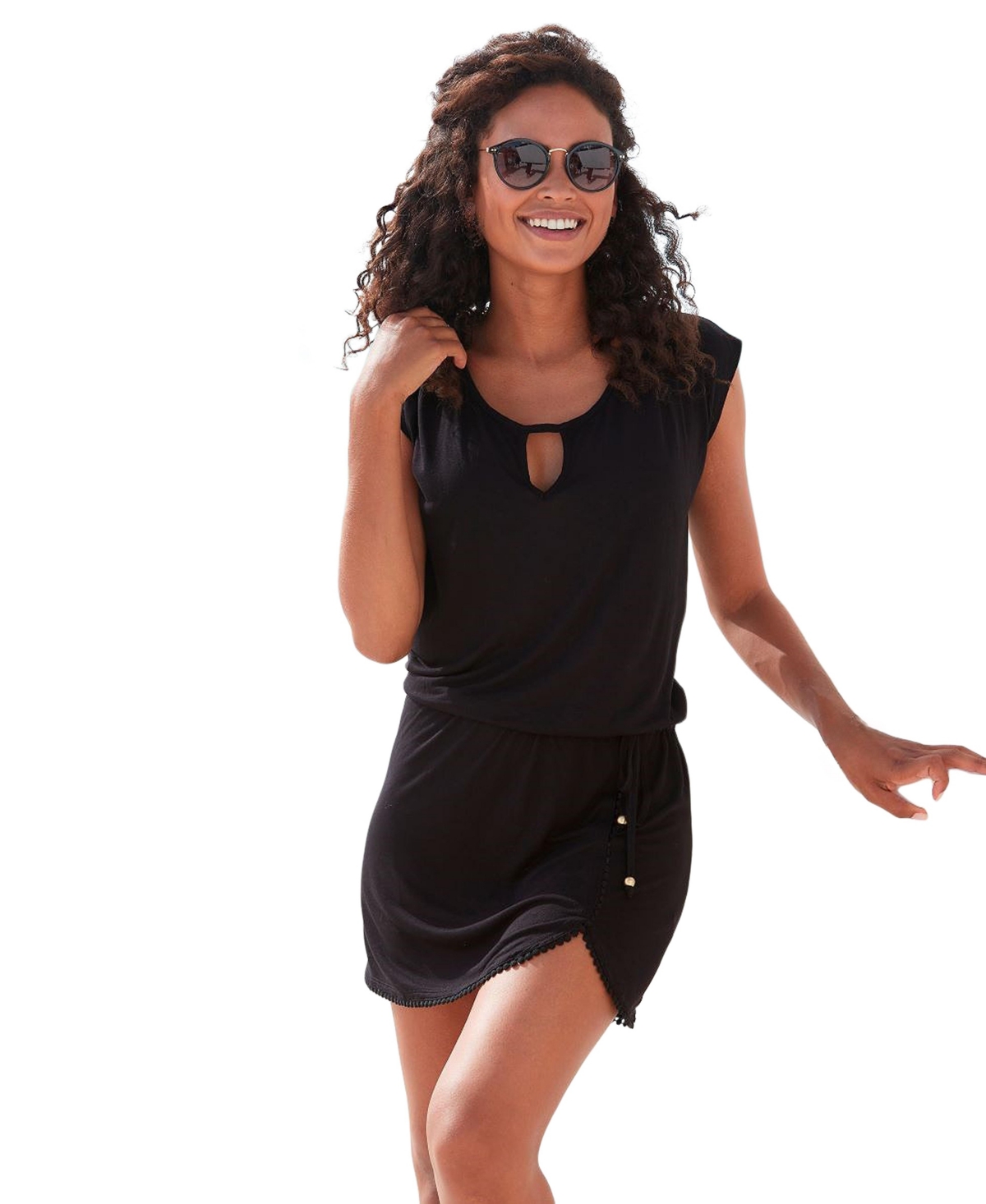 Women's Crochet Hem Dress - Black