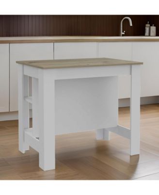 Modern Kitchen Island with Storage Shelves and Drawer for Meal Prep and Organization