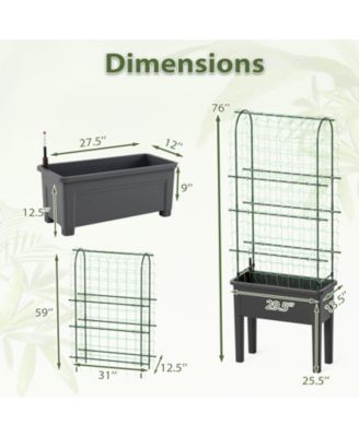Raised Garden Bed Planter Box with Climbing Trellis Water Level Indicator