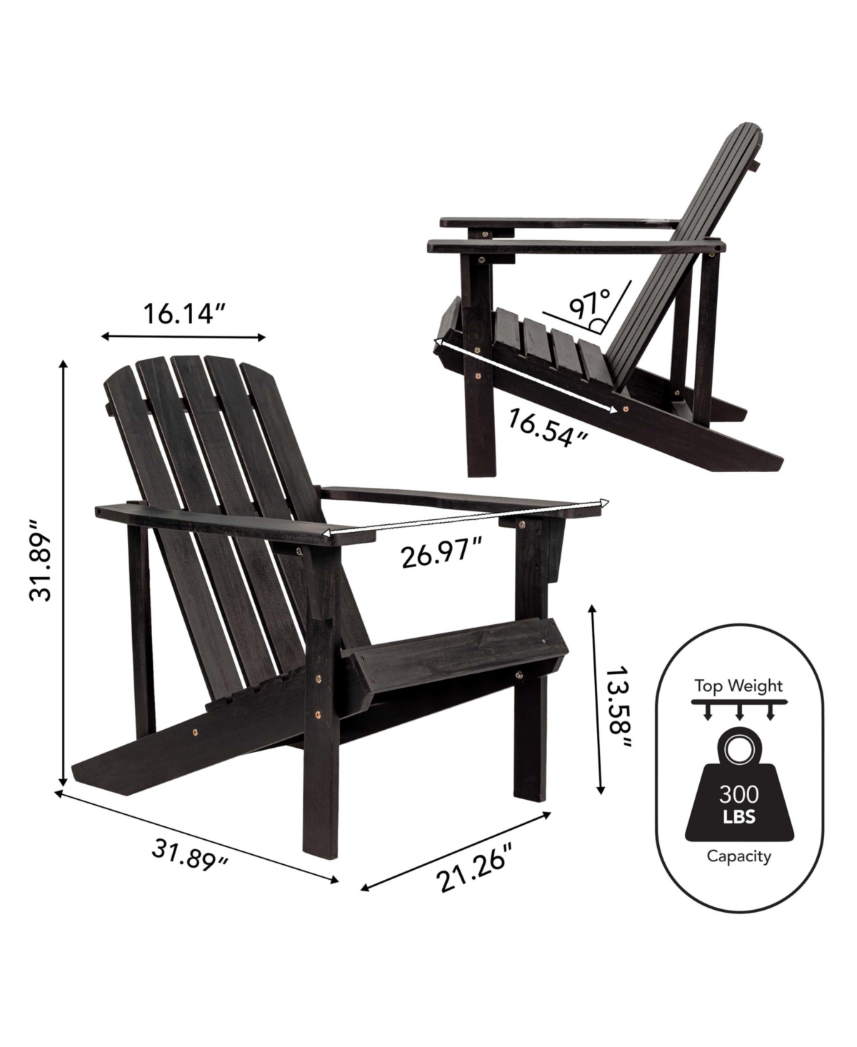 Jonathan Y Westport Outdoor Patio Traditional Acacia Wood Adirondack Chair