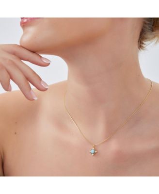 Blue Moonstone Sterling Silver Pendant Necklace With Fine Italian Chain