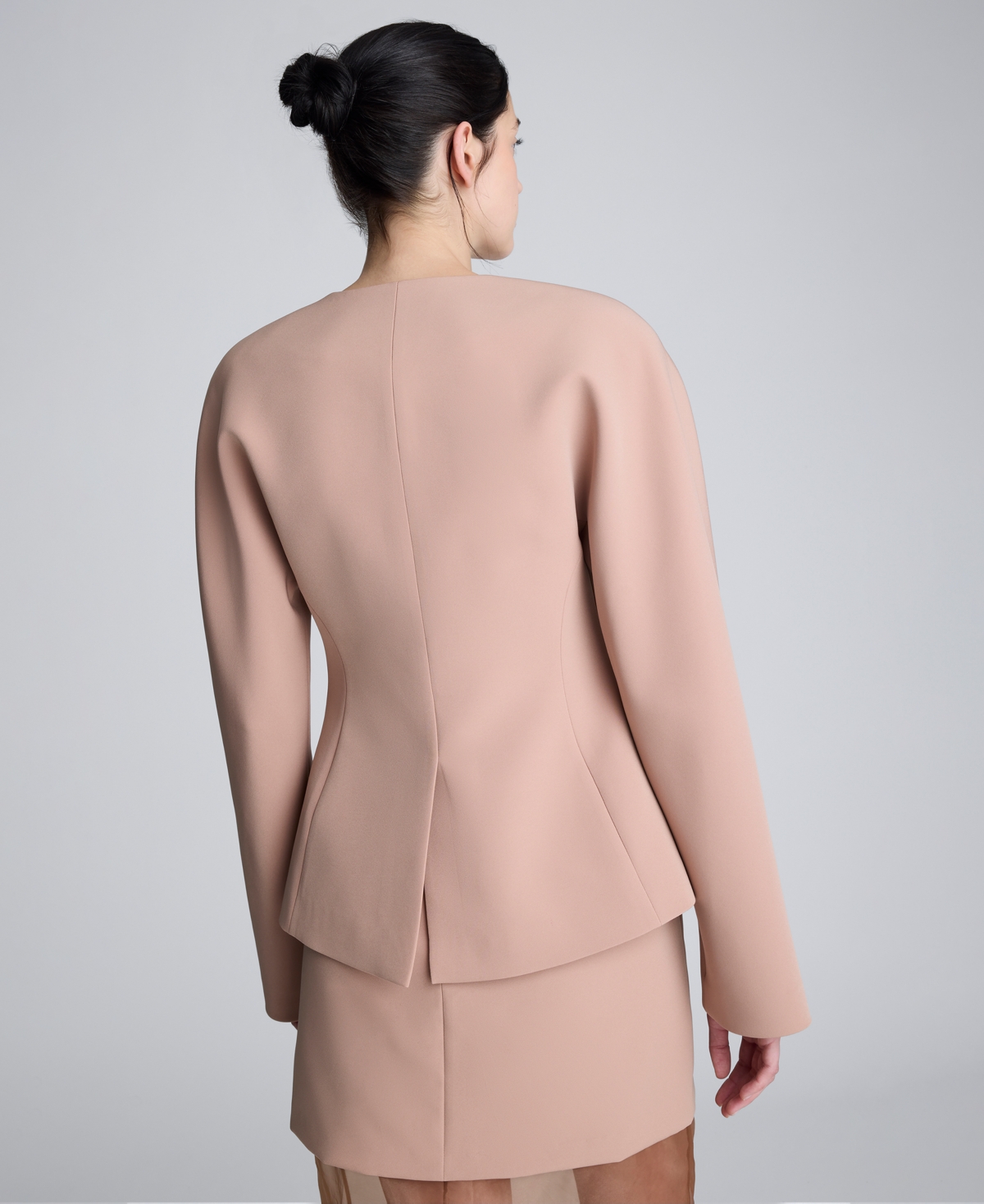 Kenneth Cole Luxe Twill Rounded Shoulder Jacket In Pink