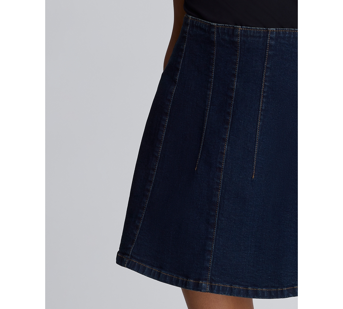 Kenneth Cole Denim Mini Skirt With Seaming Detail In Blue