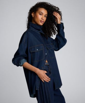 Women's Button-Up Oversized Denim Shirt