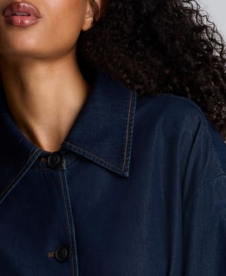 Women's Denim Belted Maxi Trench Coat