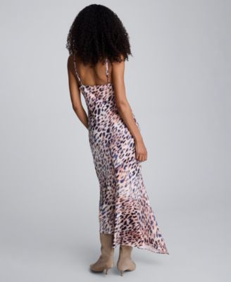 Women's Animal Print Asymmetric Midi Dress