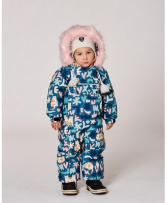 Baby Girls One-Piece Play Snowsuit Designed for Car Seat Green Cat Print - Baby|Toddler