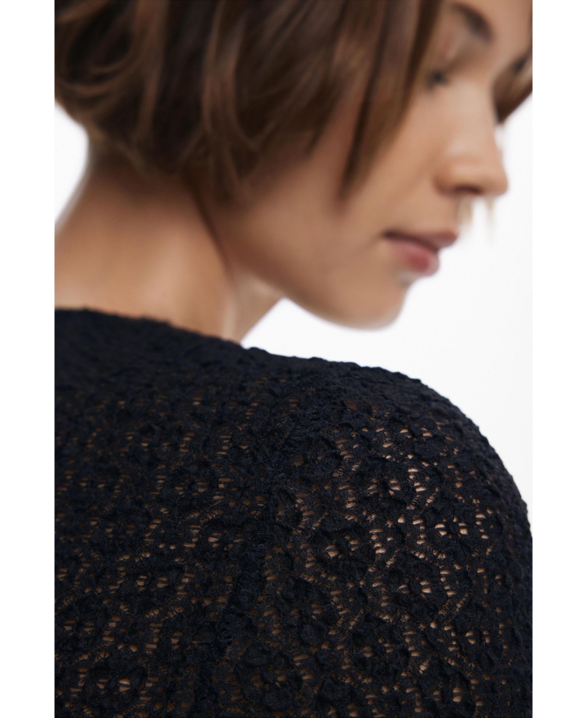 Desigual Stretch Lace T-shirt Long Sleeve T-shirt In Black