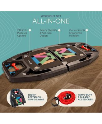 Portable Home Gym Push-Up Board with Resistance Bands – Full Body Workout Kit for Strength Training at Home