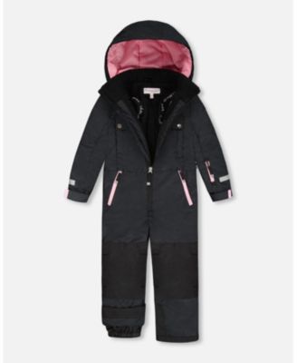 Toddler Girls One-Piece Teknik Snowsuit Black with Pink - Toddler|Child