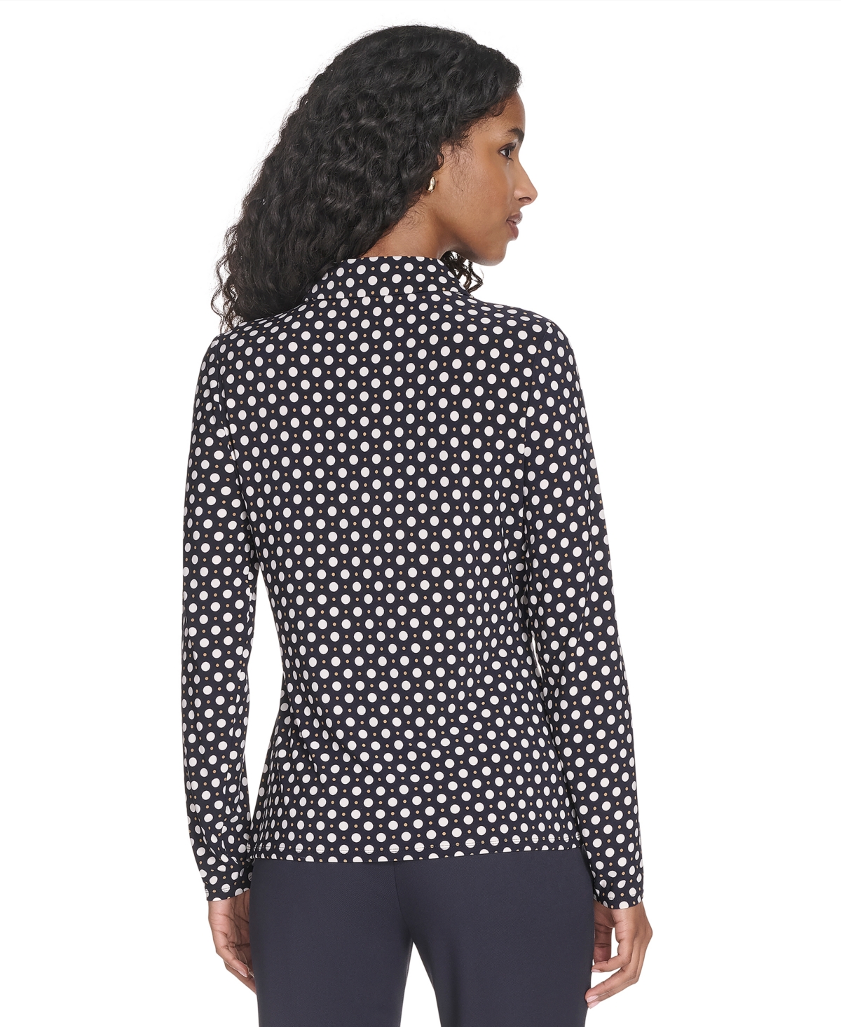 Tommy Hilfiger Women's Double Dot Knit Button-up Top In Black