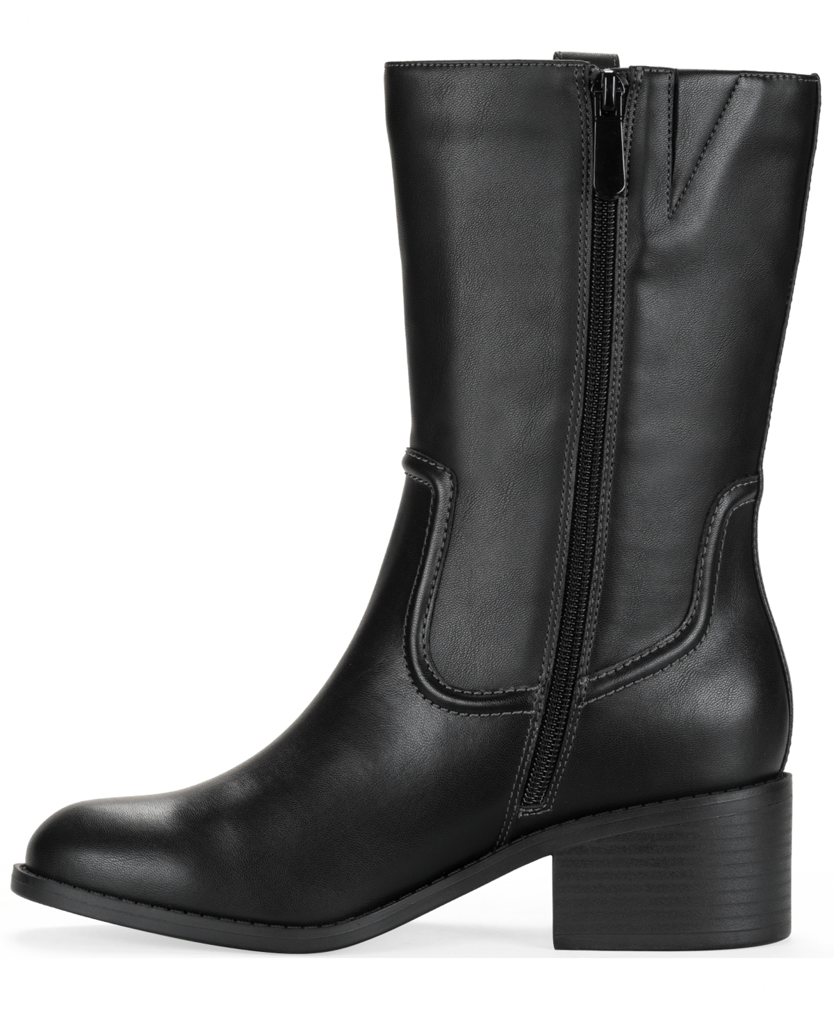 Style & Co Women's Inezz Mid Shaft Faux-leather Boots, Macy's Exclusive In Black