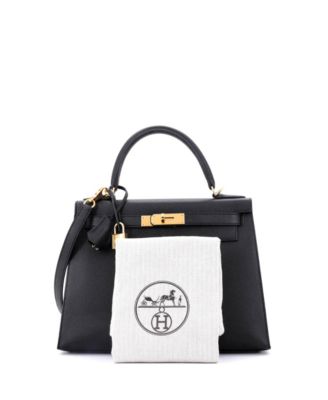 Pre-Owned Hermes Kelly 28 Handbag Black Epsom with Gold Hardware