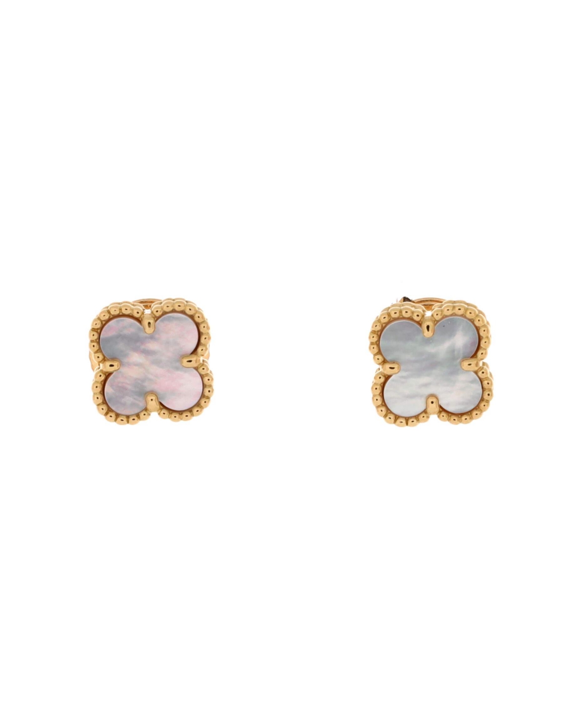 Sweet Alhambra Stud Earrings - 18k white gold