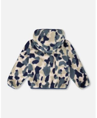 Kids Unisex Reversible Mid-Season Sherpa Jacket Blue Camo - Child