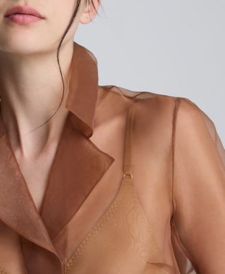Women’s Sheer Organza Notch Collar Jacket