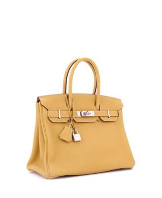 Pre-Owned Hermes Birkin 30 Handbag Yellow Togo with Palladium Hardware