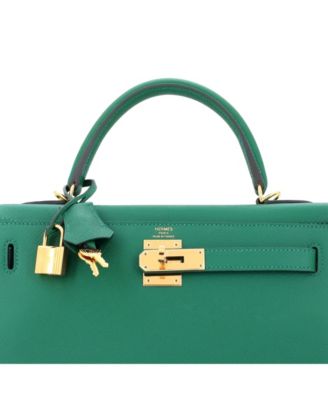 Pre-Owned Hermes Kelly 28 Handbag Green Epsom with Gold Hardware