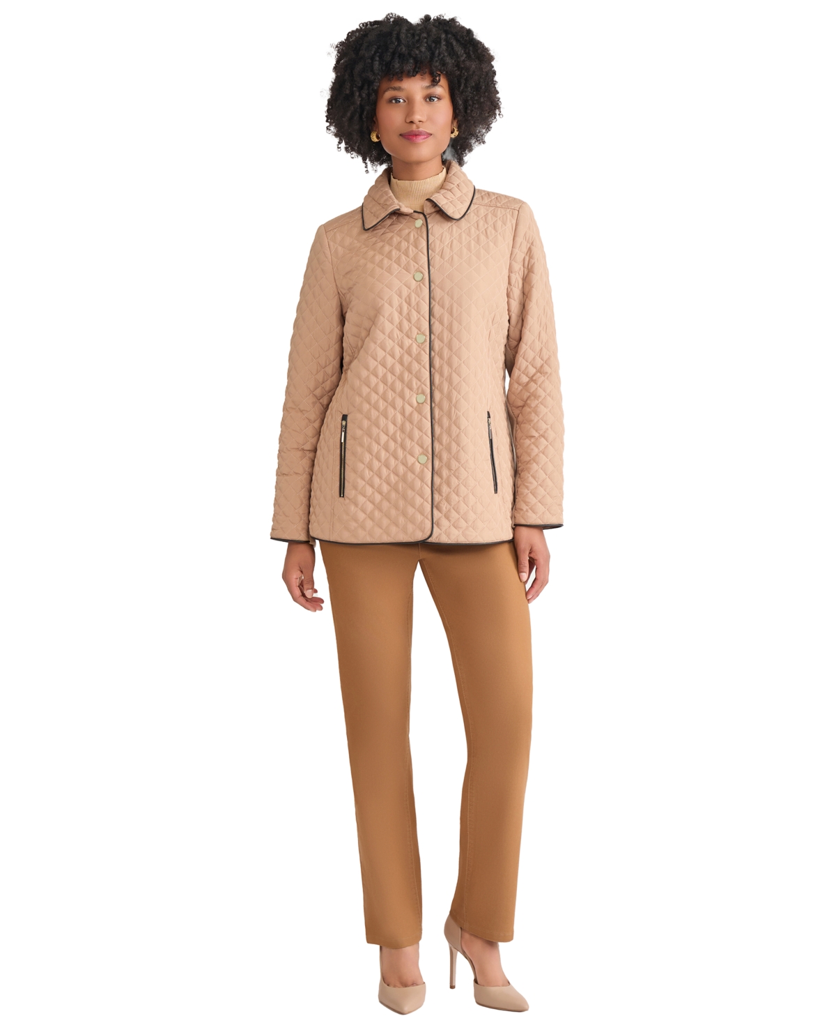 Jones New York Quilted Jacket In Brown