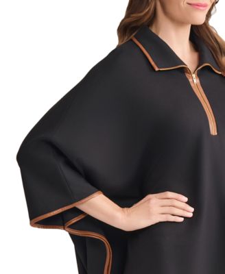 Petite Quarter Zip Dakota Poncho Sweater