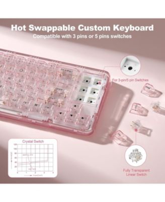 X71 Wireless Hot Swappable Transparent Mechanical Keyboard, 68% Layout, BT5.0/2.4G/USB-C Gasket Mount Wireless RGB Backlit for Windows/Mac