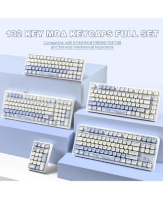 132 Keys MOA Keycaps, Dye-Sublimation PBT Custom Keycap Set, Cute Bear Customized Pattern Keycaps for MX Switches Mechanical Gaming Keyboard