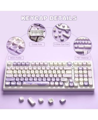 132 Keys MOA Keycaps, Dye-Sublimation PBT Custom Keycap Set, Cute Bear Customized Pattern Keycaps for MX Switches Mechanical Gaming Keyboard
