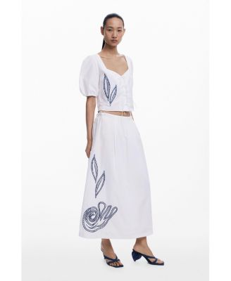 Women's Embroidered puff-sleeve blouse