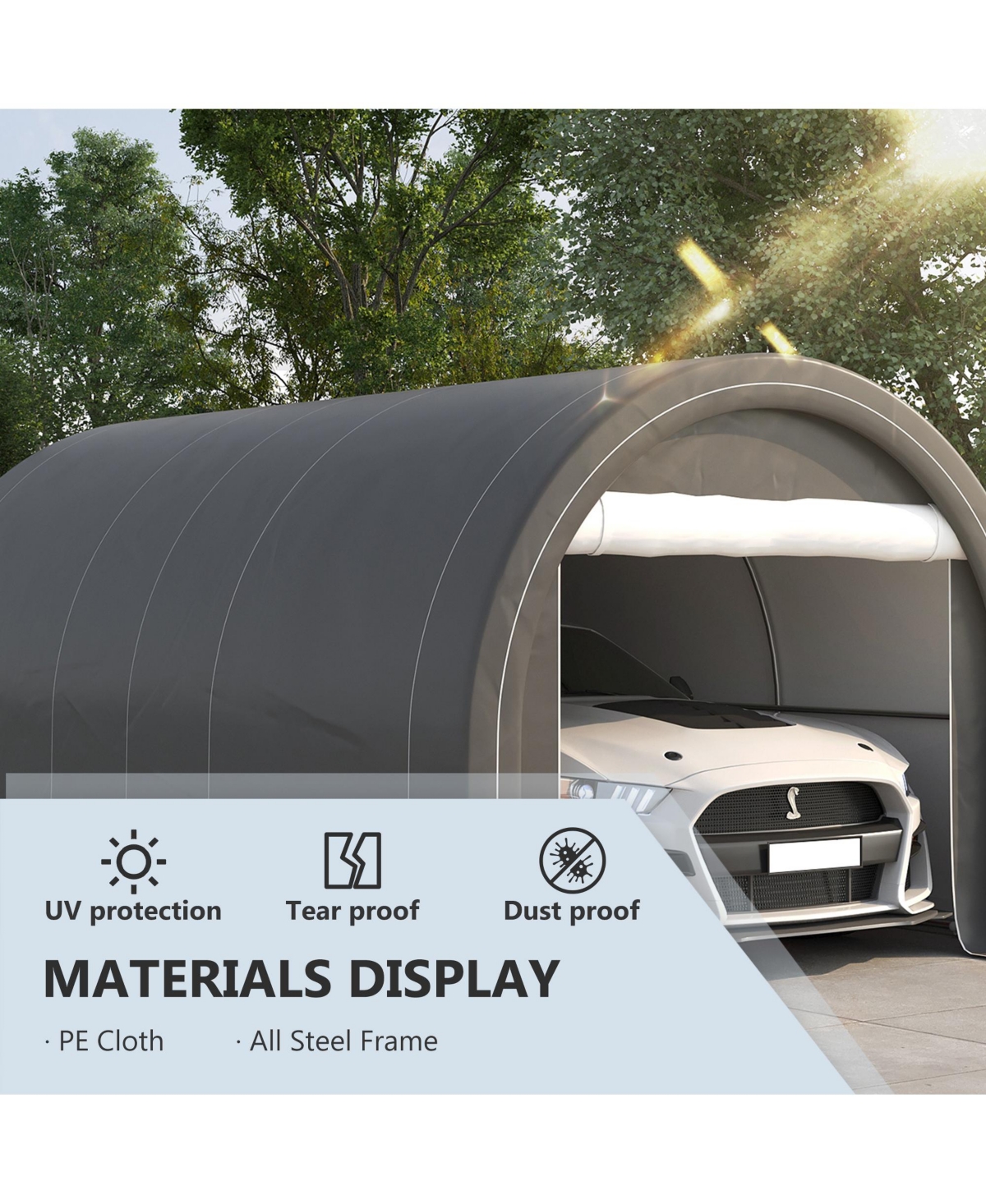 Outsunny 10' x 16' Carport Storage Tent Anti-uv Pe Portable Garage,
